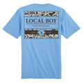 Light blue t-shirt with 'Local Boy Outfitters' logo on the back
