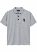 men's gray polo with elephant patch