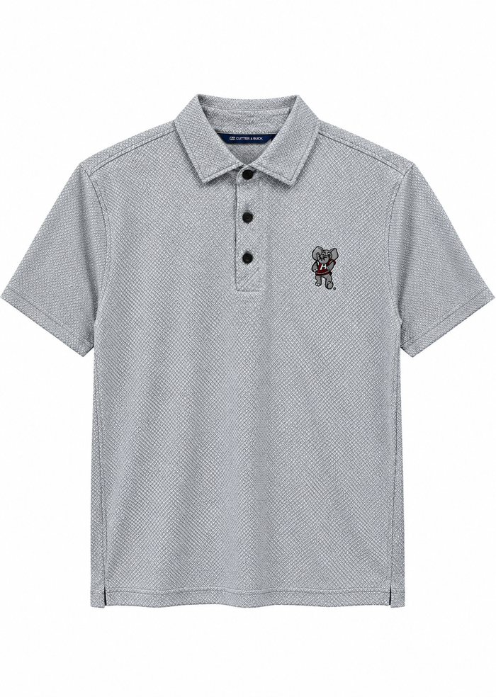 men's gray polo with elephant patch