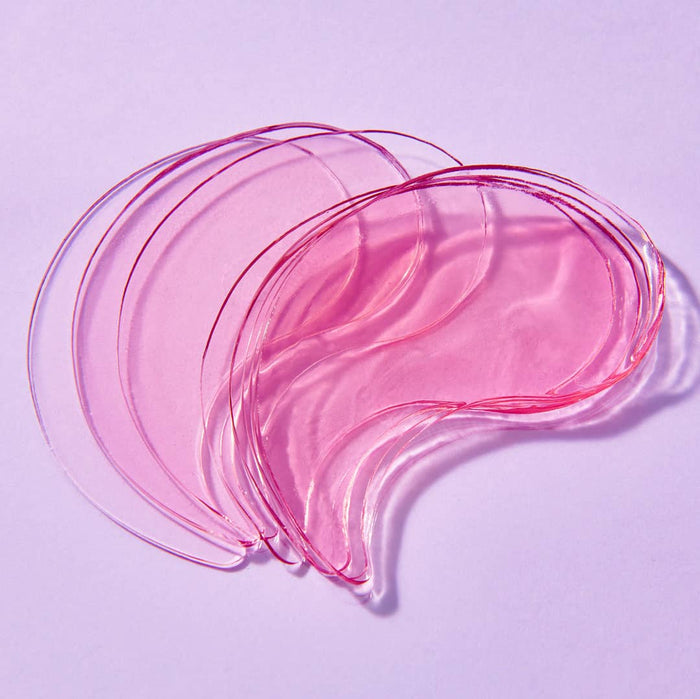 Pink silicone gel sheets on a light purple background