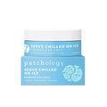 Patchology Serve Chilled On Ice Firming Eye Gels in a light blue box with a white lid, shown on a plain white background.