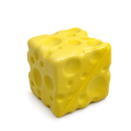 Yellow cube-shaped object resembling cheese on a white background