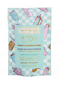 Pack of well-kept straw and tumbler wipes with illustrations on a checkered background